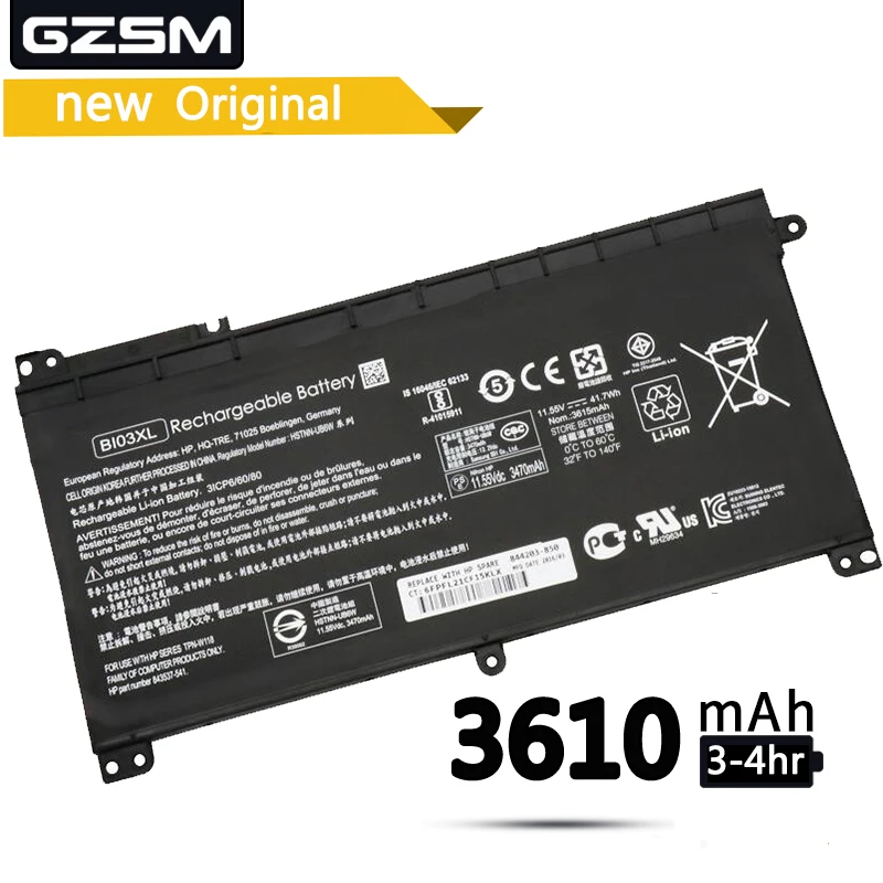GZSM Аккумулятор для ноутбука BI03XL HP PavilionX360 13-U100TU U113TU HSTNN-UB6W TPN-W118 843537-541 844203-850 батарея