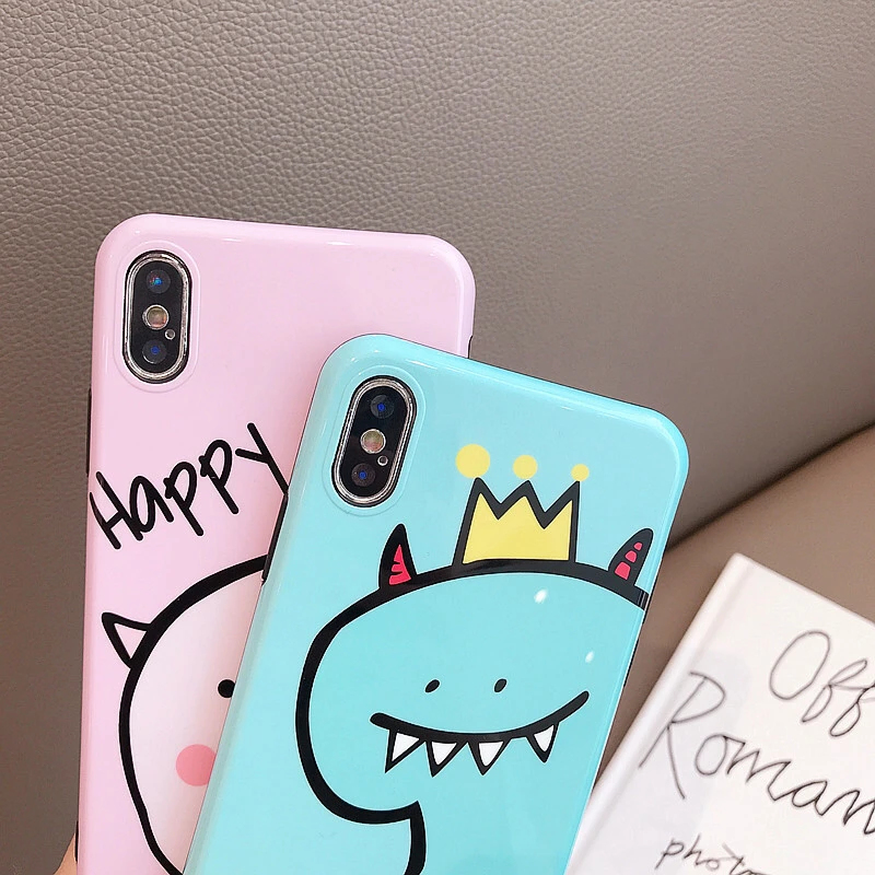 ТПУ глянцевый чехол для iPhone X XR XS Max Animal с рисунком динозавра Мягкий силиконовый 7 8