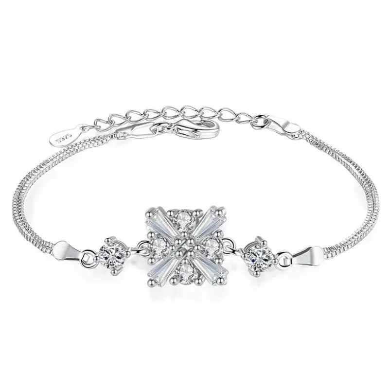 Everoyal Trendy Silver 925 Women Bracelets Jewelry New Fashion Crystal Snowflake Bracelet For Girls Accessories Lady Festival | Украшения и