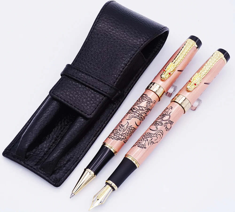 

Ручка перьевая Jinhao из красной меди и роллер из натуральной кожи