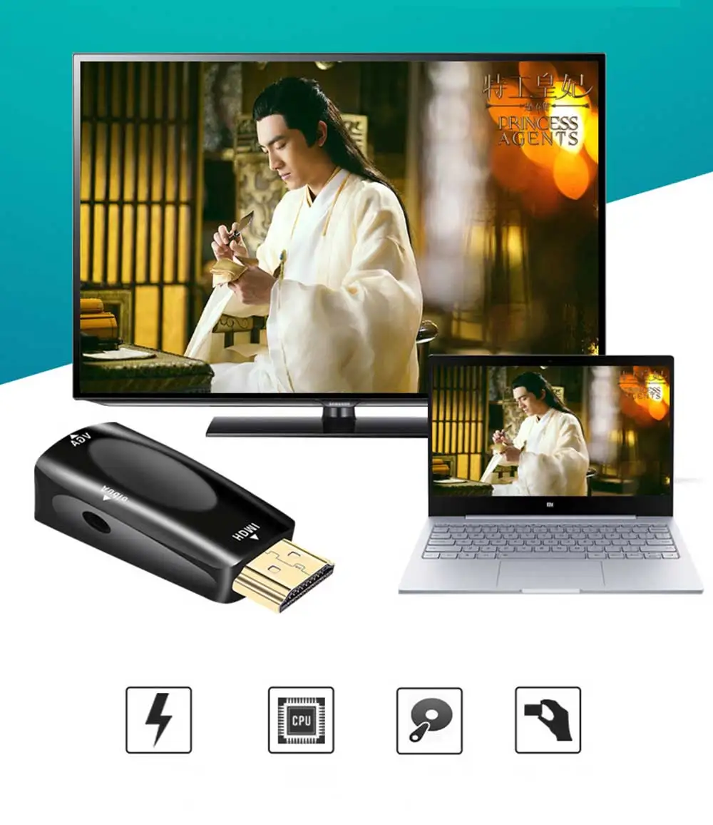 Tonbux HD 1080P HDMI к VGA адаптер аудио Кабельные конвертеры мужчин и женщин для ПК ноутбука ТВ коробка цифро-аналоговое видео