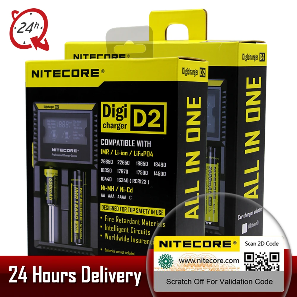 Бренд Nitecore i2 D2 D4 Digi зарядное устройство LCD интеллектуальная схема Li Ion для 26650 18650