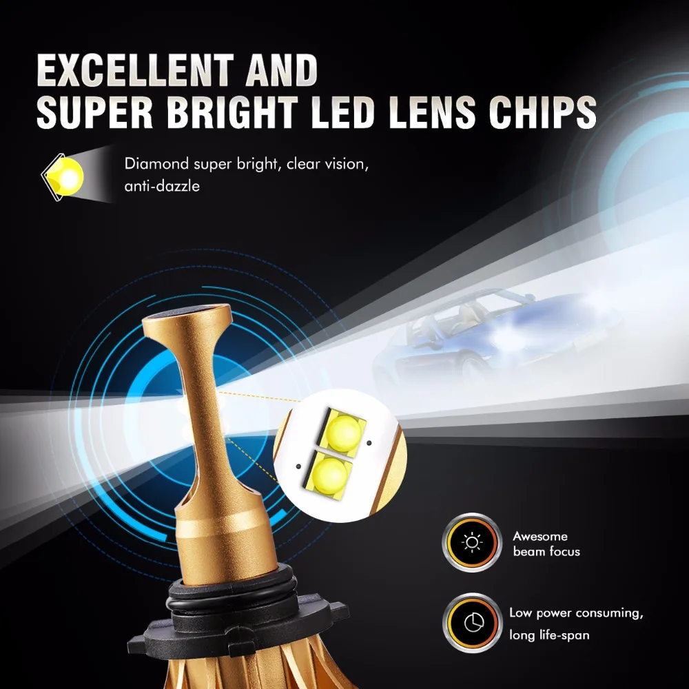 Oslamp 9006 Автомобильный светодиодный светильник HB4 70 Вт 7000LM SMD Chips авто налобный
