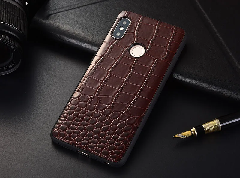 Genuine Leather Crocodile text for Xiaomi Redmi 6 pro Case Anti-Knock Shockproof Cover Full Protection |