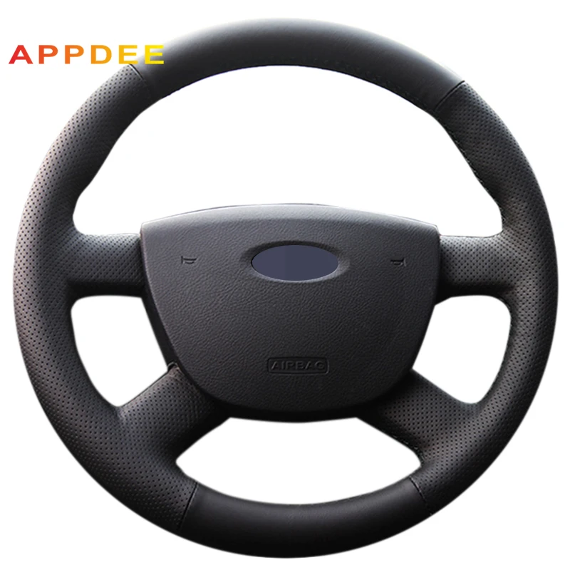 AppDee черная искусственная кожа Чехол рулевого колеса автомобиля для Ford Focus 2 2005 2006
