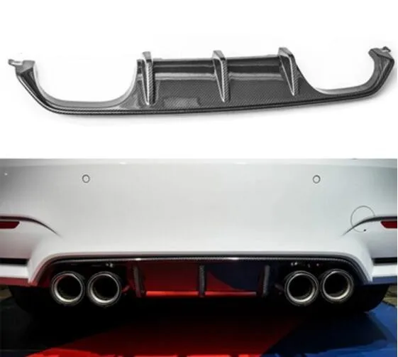 4 выходных автомобильных губ для заднего бампера из углеродного волокна