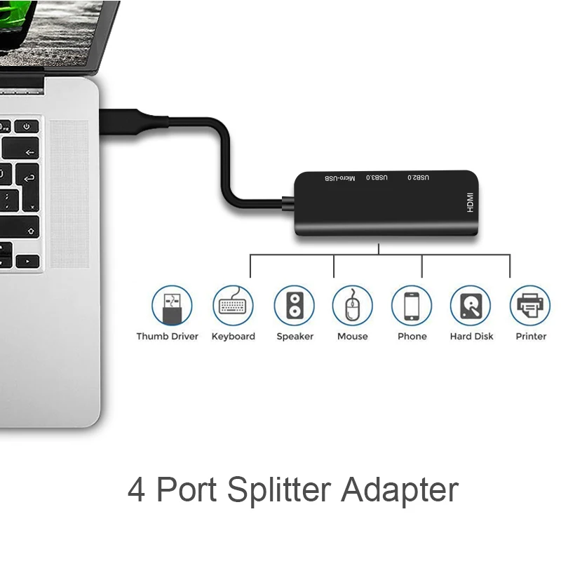 Мульти Usb 3 0 2 тип C концентратор 4 порта адаптер сплиттер для клавиатуры принтер