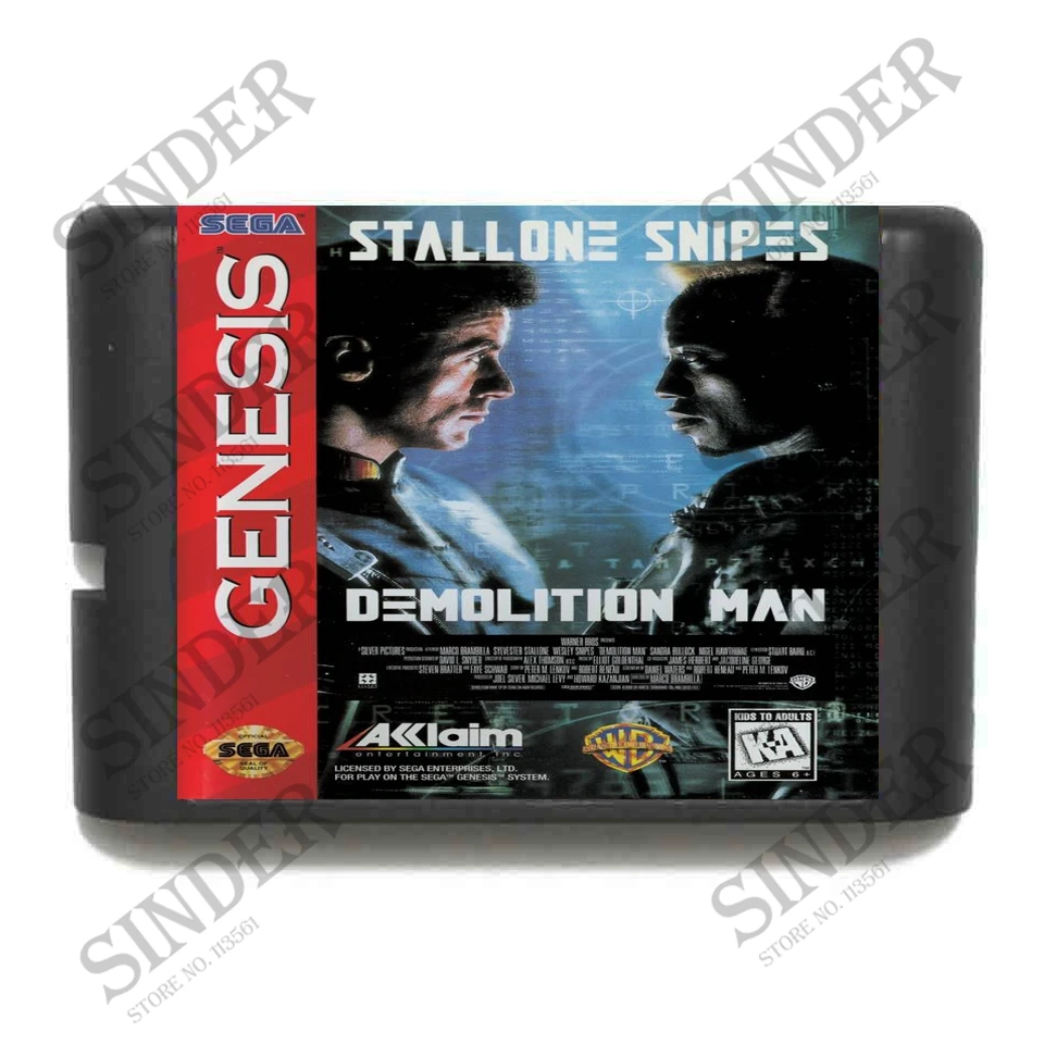

Demolition Man 16 bit MD Game Card For Sega Mega Drive For Genesis