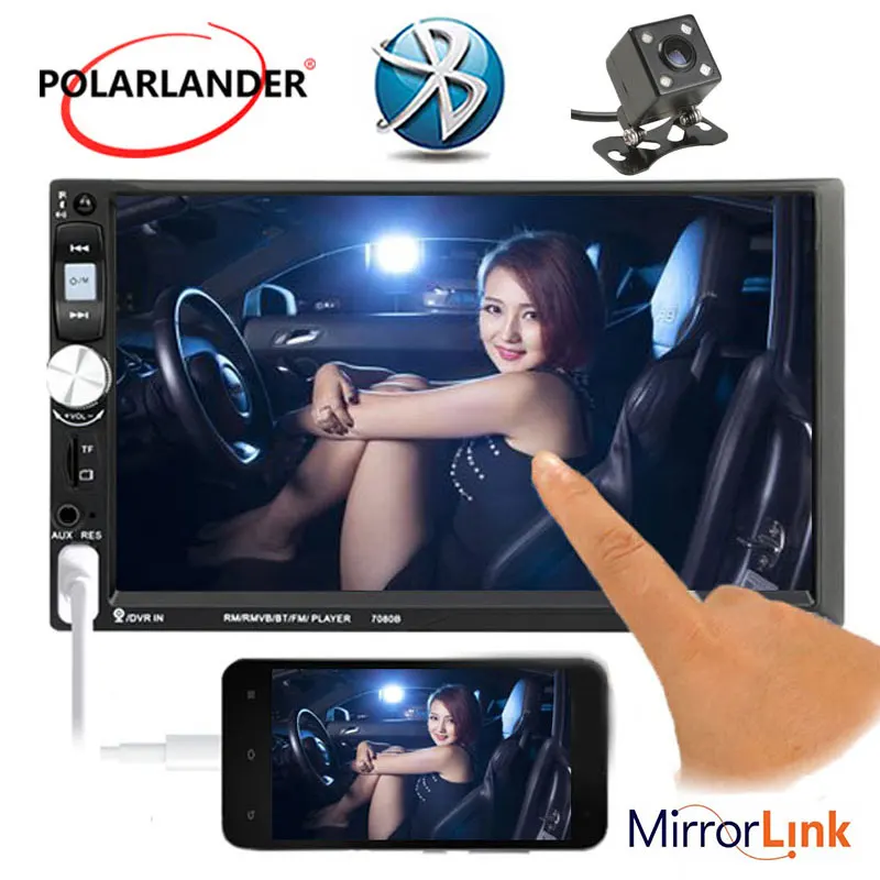 2 Din FM зеркало для Android телефон автомобильное радио Bluetooth Камера заднего вида MP5