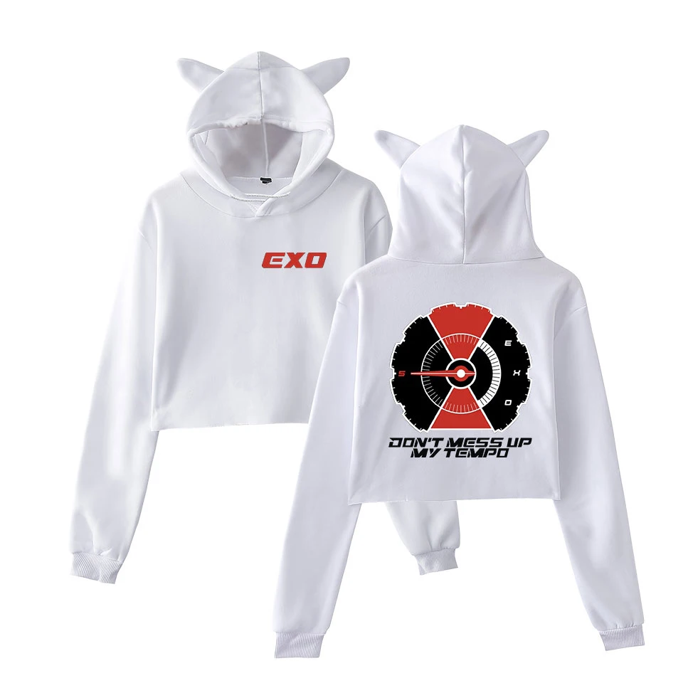 Женская толстовка с кошачьими ушками EXO Lomo Повседневная Толстовка в стиле