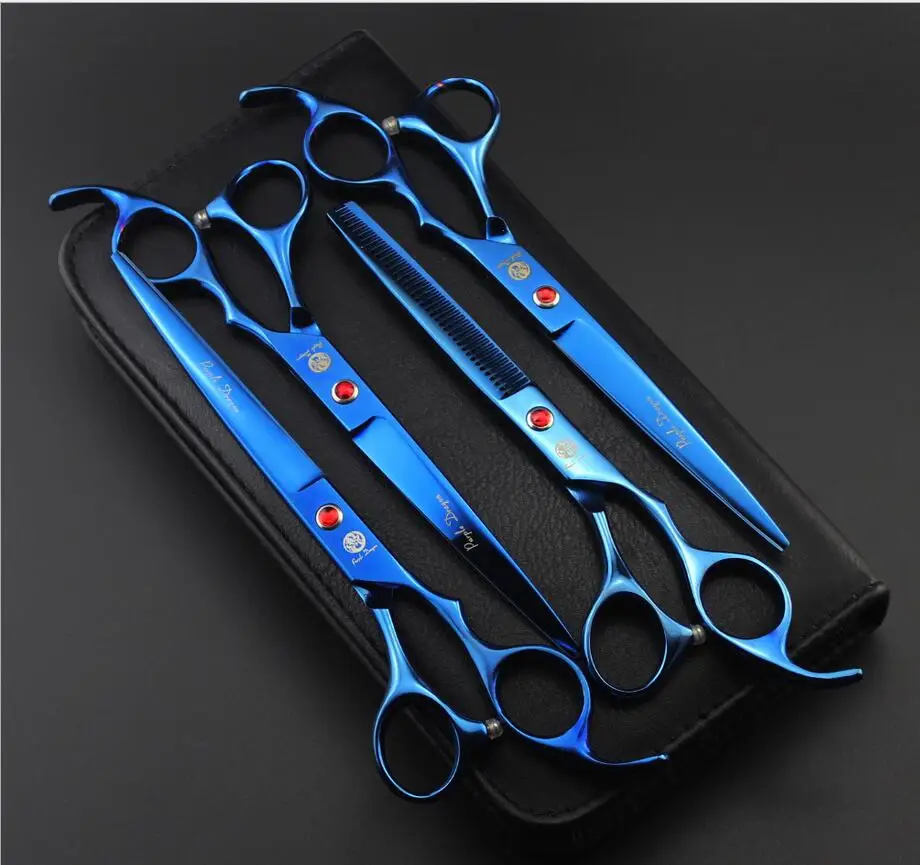 Purple Dragon 7.0 inch Professional Grooming Scissors Set Cutting Thinning Curved Pet Sharp Edge Dog Shears 4pcs/lot | Дом и сад