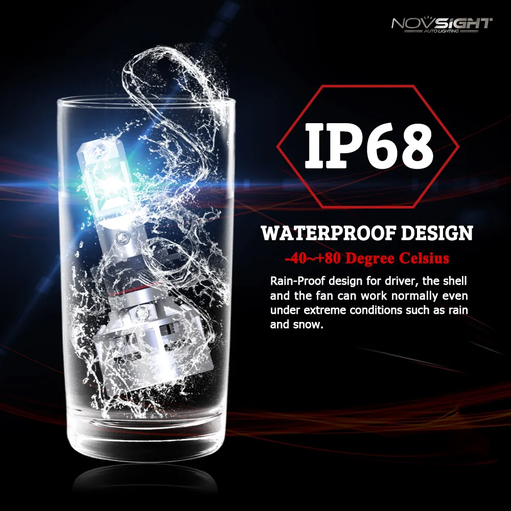 NOVSIGHT High end H7 светодио дный лампы фар автомобиля лампочки CSP 60 Вт 10000lm авто фары