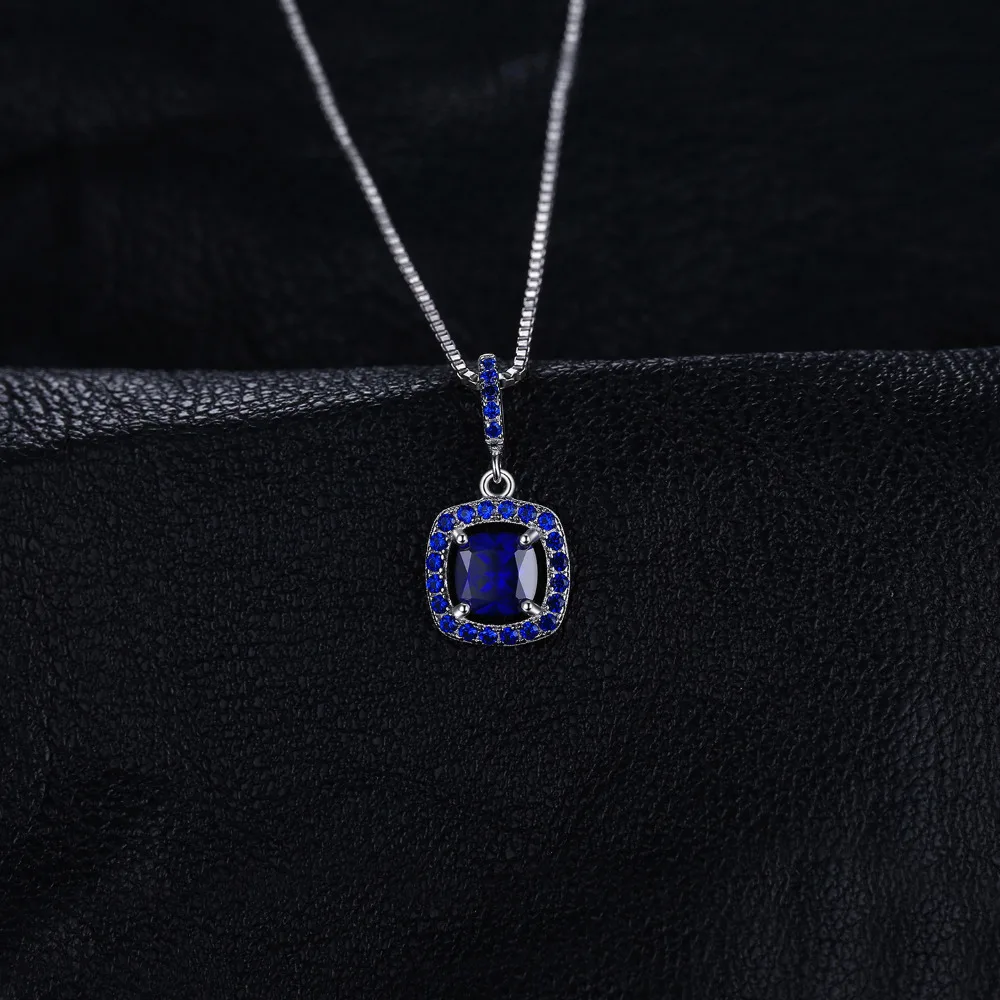 JewelryPalace Мода 1 96 карат квадратный создан сапфиры синий шпинель кулон 100% 925 пробы