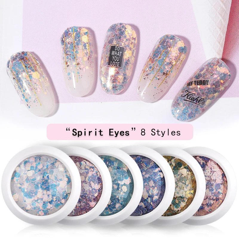 Лазерные хлопья &quotSpirit eyes&quot Блестящие Блестки для ногтей голографический