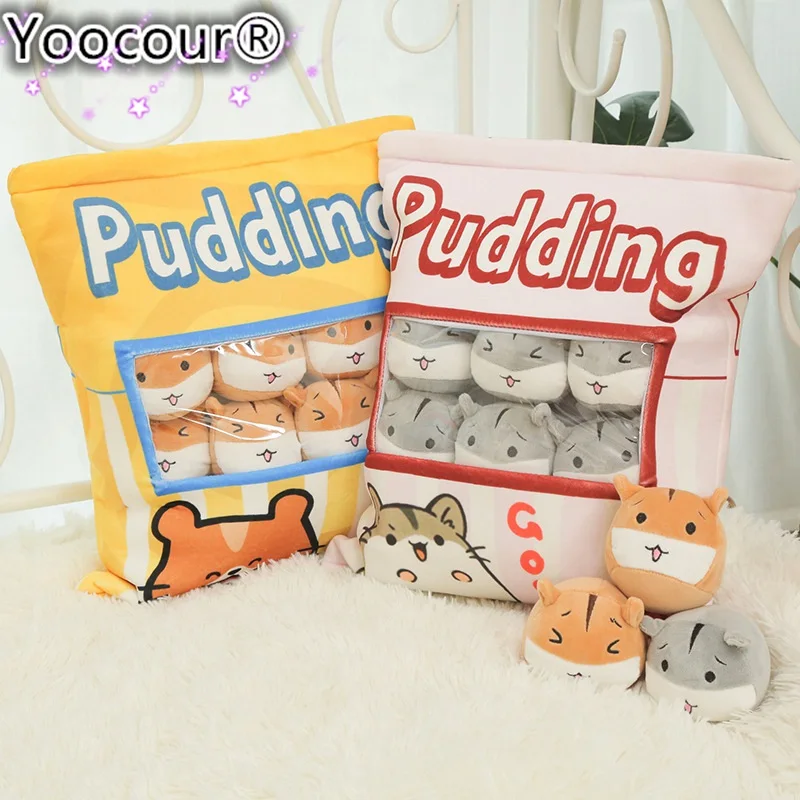 Сумка из 8 штук Kawaii Pudding хомяк плюшевые шарики сумка закуска игрушка мягкое