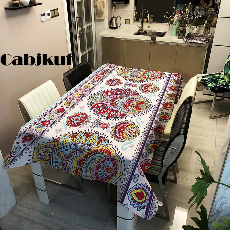 Современный праздничный красный орнамент Водонепроницаемая скатерть из ПВХ