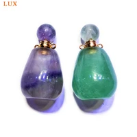 rainbow green fluorite perfume bottle genuine gems stone pendant natural fluorite chakra jewelry magical medicine bottle pendant