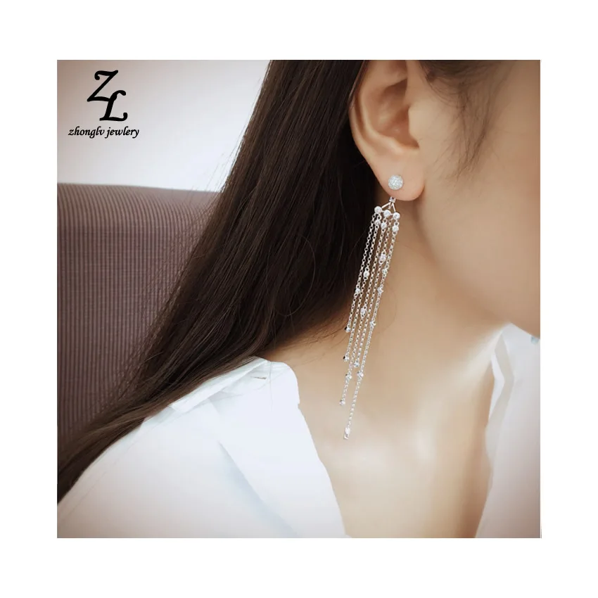 925 стерлингового серебра earpins длинной кисточкой серьги женский zhonglv 2017 куртка ZA