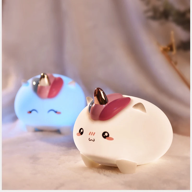 Силиконовый 3D единорог ночной Светильник для создания уютной атмосферы