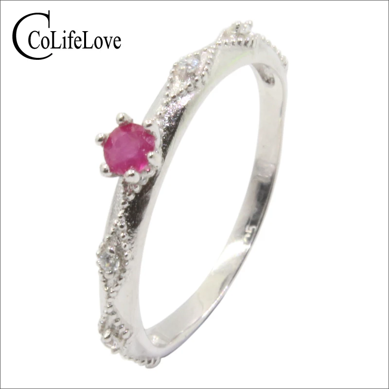 Vintage ruby engagement ring for woman 3 mm natural silver solid 925 jewelry romantic birthday gift | Украшения и аксессуары
