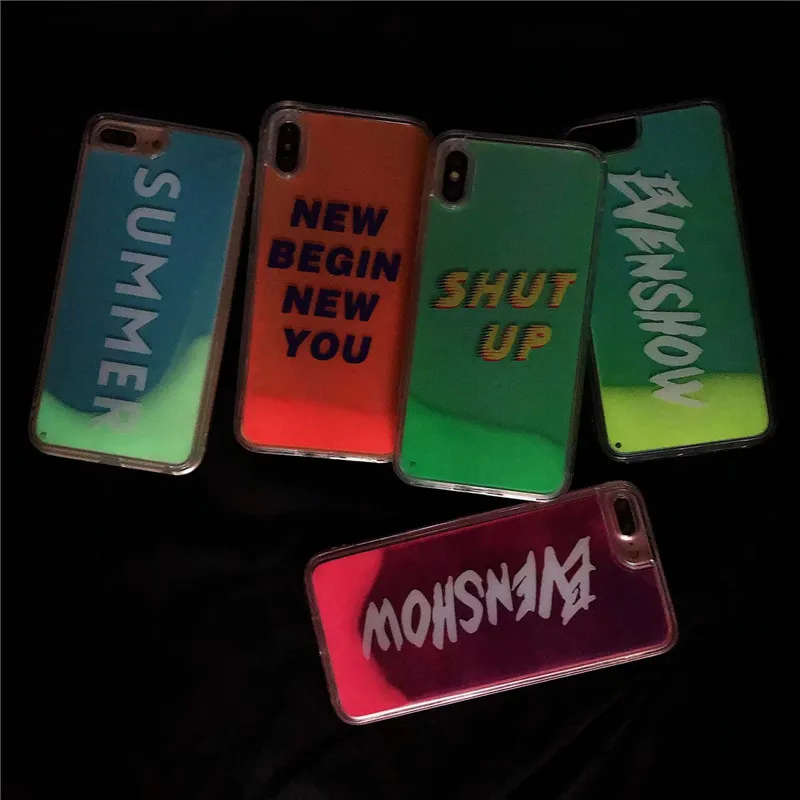 Наша сделка Роскошный светящийся чехол для iPhone XS MAX XR X 8 7 6 6s плюс модный однотонный динамический жидкий песок.