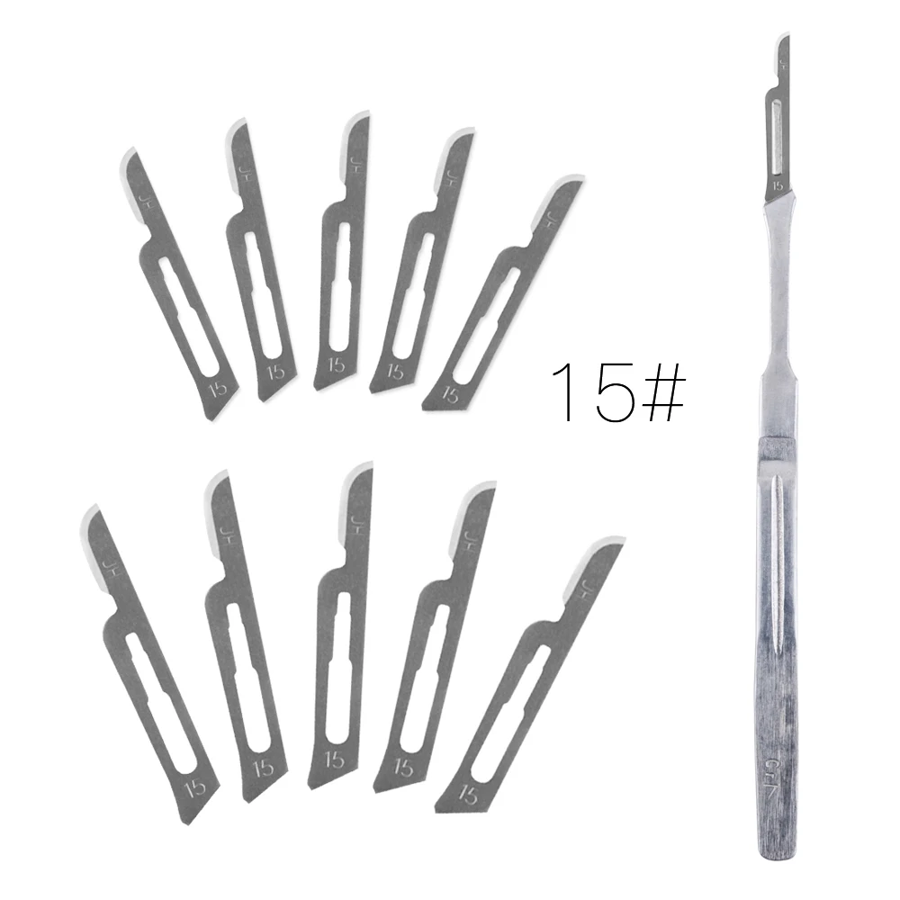 1Pcs Extended Handle Scalpel Knife with 10Pcs Surgical Blades 10# 11# 12# 15# Animal PCB Repair | Инструменты
