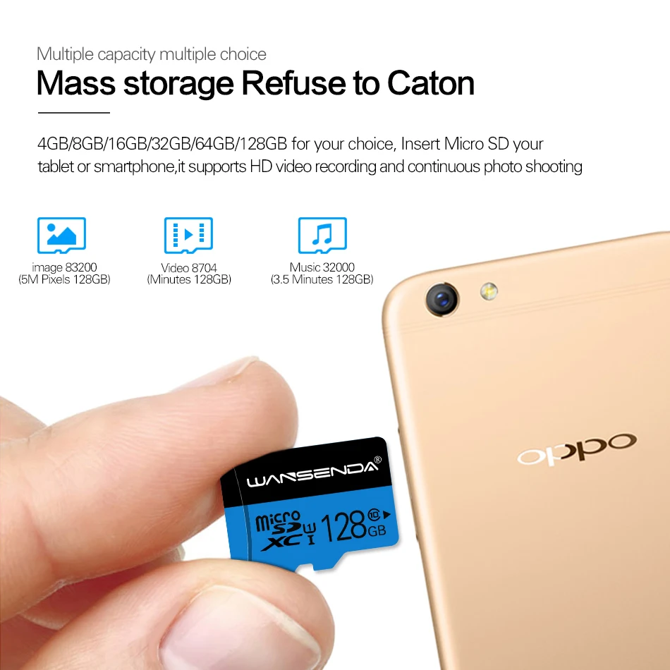 WANSENDA высокоскоростная карта памяти Micro SD 8 ГБ 16 32 64 128 класс 10 Microsd Мини TF картао де