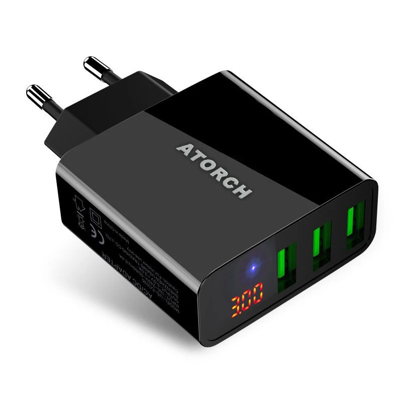 ATORCH 3 порта USB зарядное устройство светодиодный дисплей портативный телефон 15 Вт