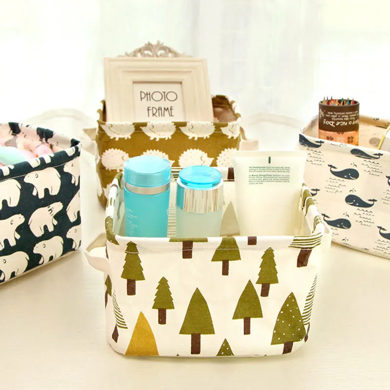 Домашний Ящик для хранения органайзер одежды из хлопка и льна складной офисный