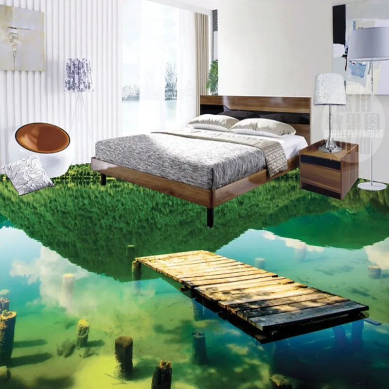 

Free Shipping natural scenery 3D flooring wallpaper shopping mall kitchen bedroom self-adhesive floor mural
