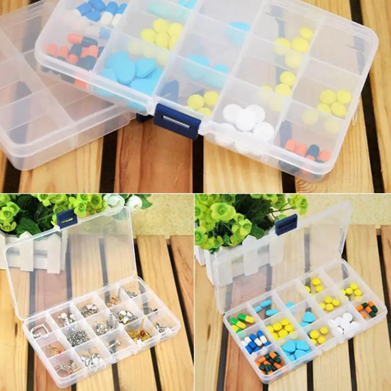 

Grids Detachable Plastic Storage Box 15 Compartment Rhinestone Nail Art Tool Case Bead Rings Jewelry Display Organizer