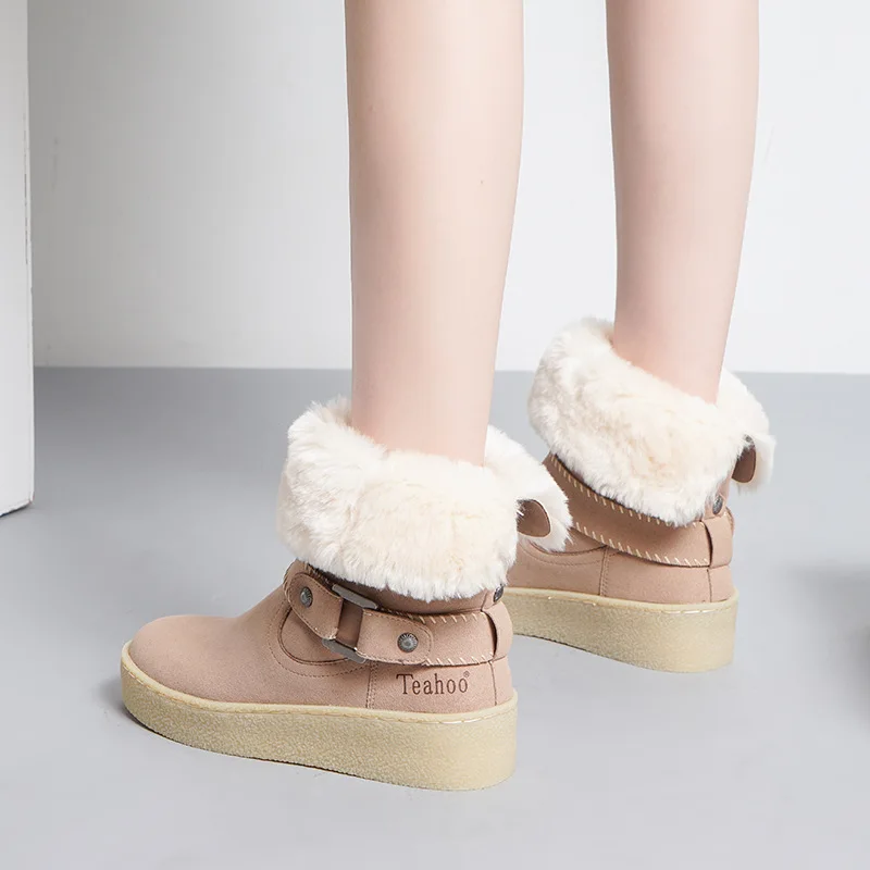 Botas mujer Повседневная обувь Женские модные брендовые зимние ботинки теплые до