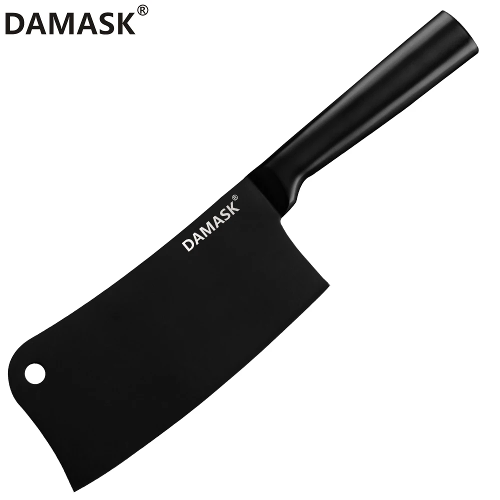 6.5 inch chopping Дамасский набор кухонных ножей из нержавеющей стали, черный цвет, поварские разделочные ножи Nakiri, набор мясных ножей 4Cr14mov, кухонный нож, модный подарок - Цвет: 6.5 inch chopping
