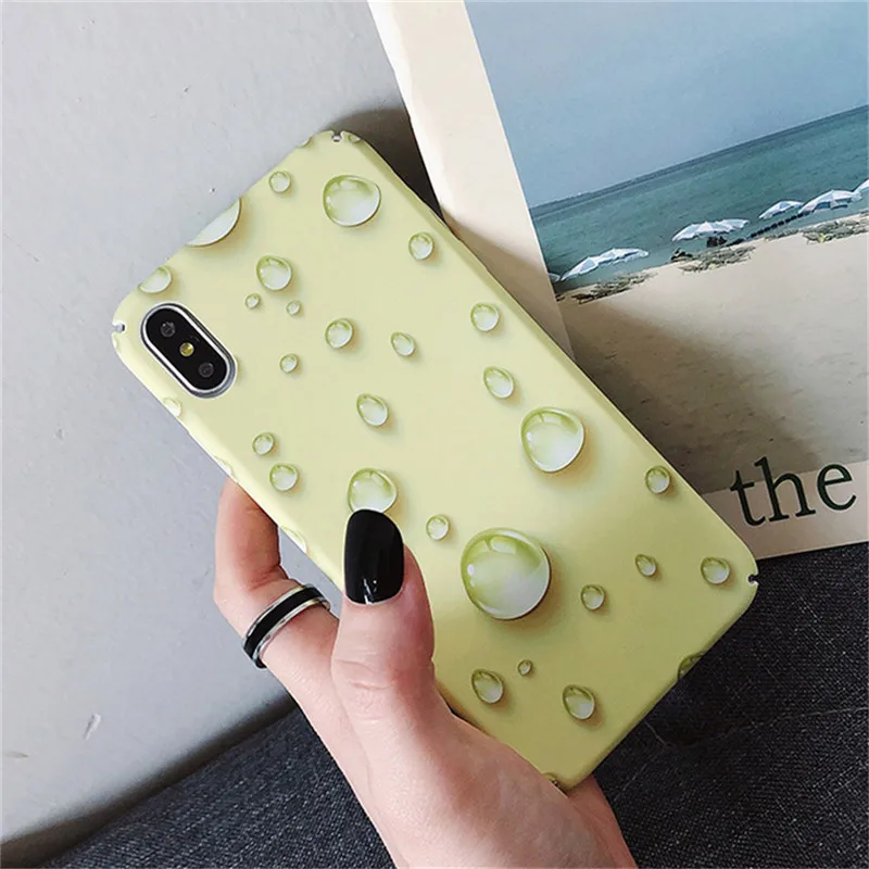 3D капли воды чехол для iPhone X XR XS MAX Жесткий ПК Полный Чехол 7 8 6 6S Plus Тонкие Матовые