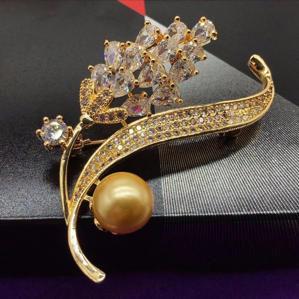 Женская Брошь с жемчугом ALPHONSE брошь цирконом для вечерние НКИ Подарочная на