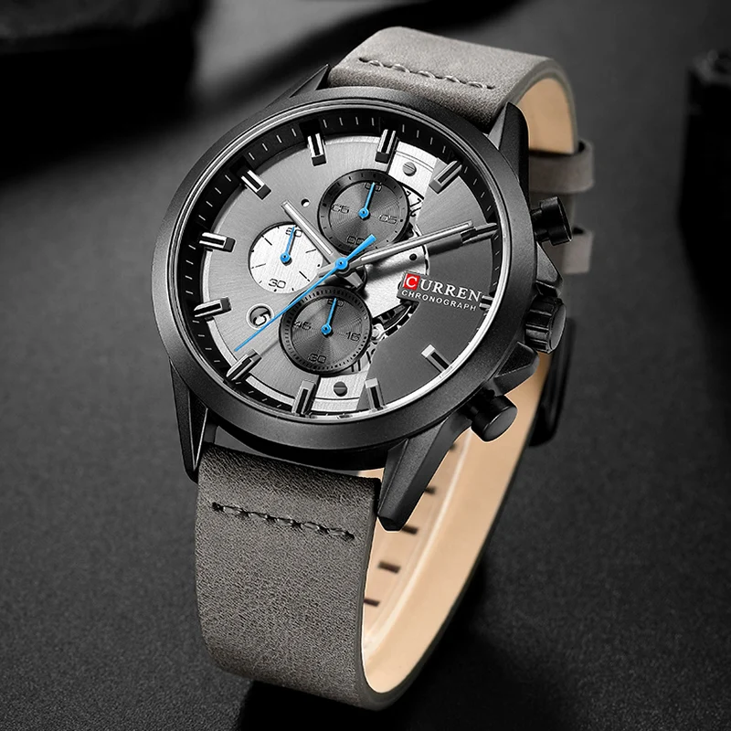 CURREN Роскошные Брендовые мужские кварцевые часы с хронографом Модные Военные