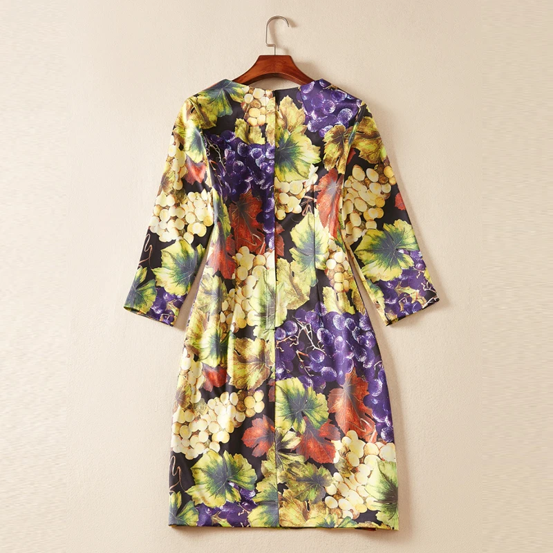 2018 осеннее милое платье с принтом винограда для женщин высокое качество