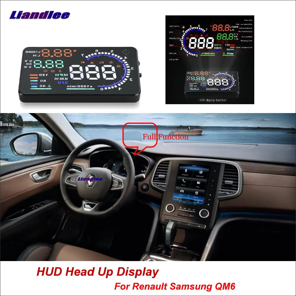 Liandlee Автомобильный дисплей HUD для Renault Samsung QM6 2016 2018 HD проектор экран OBD II