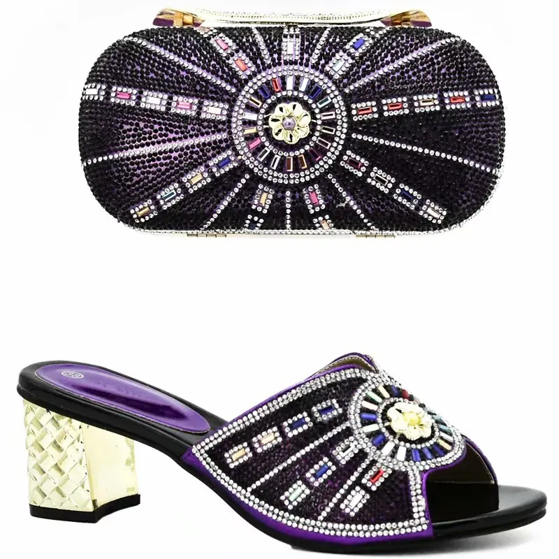 New Arrival Italian Ladies Shoes and Bags To Match Set African Shoe Bag Sets Decorated with Rhinestone Fashion Party | Обувь