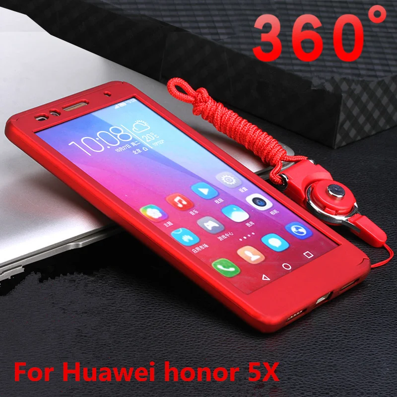 Бесплатная закаленное Стекло на Huawei Honor 5x5 x чехол 360 градусов все включено ультра