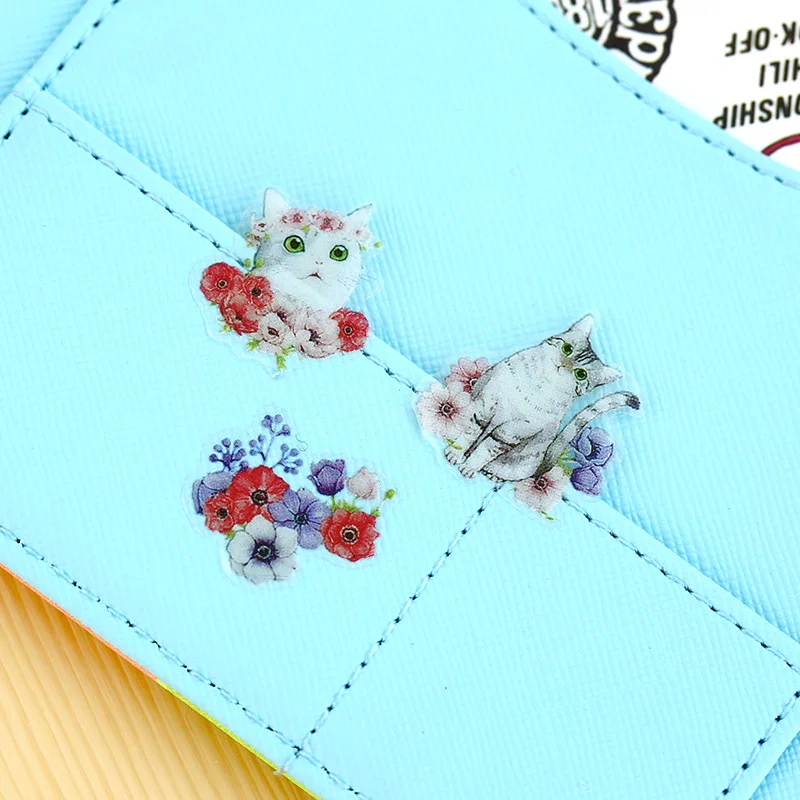 6 шт./партия милые кошки цветы мультфильм наклейка в форме животных ПВХ наклейки