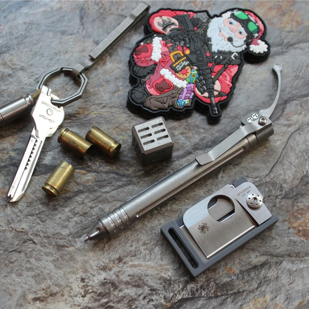 EDC Шестерня титановая тактическая ручка сифон для письма карманная мини