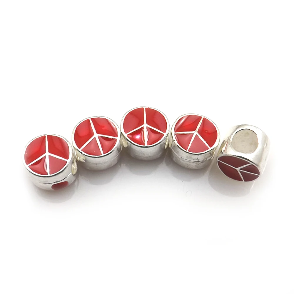 Fashion peace symbol enamel alloy alphabet charm beads fit Pan style bracelet 200pcs/lot wholesale findings free ship | Украшения и