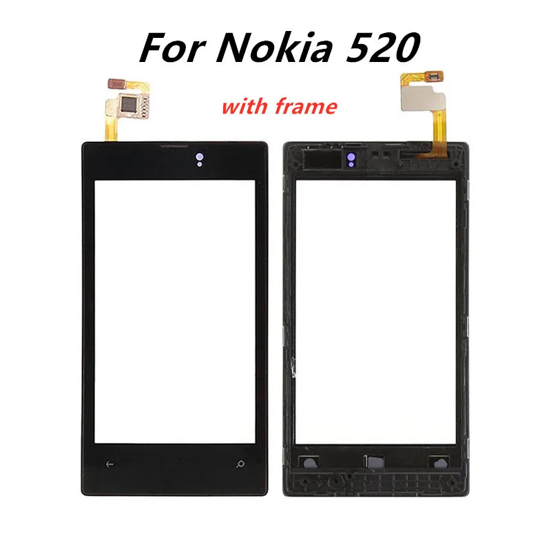 Для Nokia Lumia 520 сенсорный экран дигитайзер с рамкой Замена передняя стеклянная