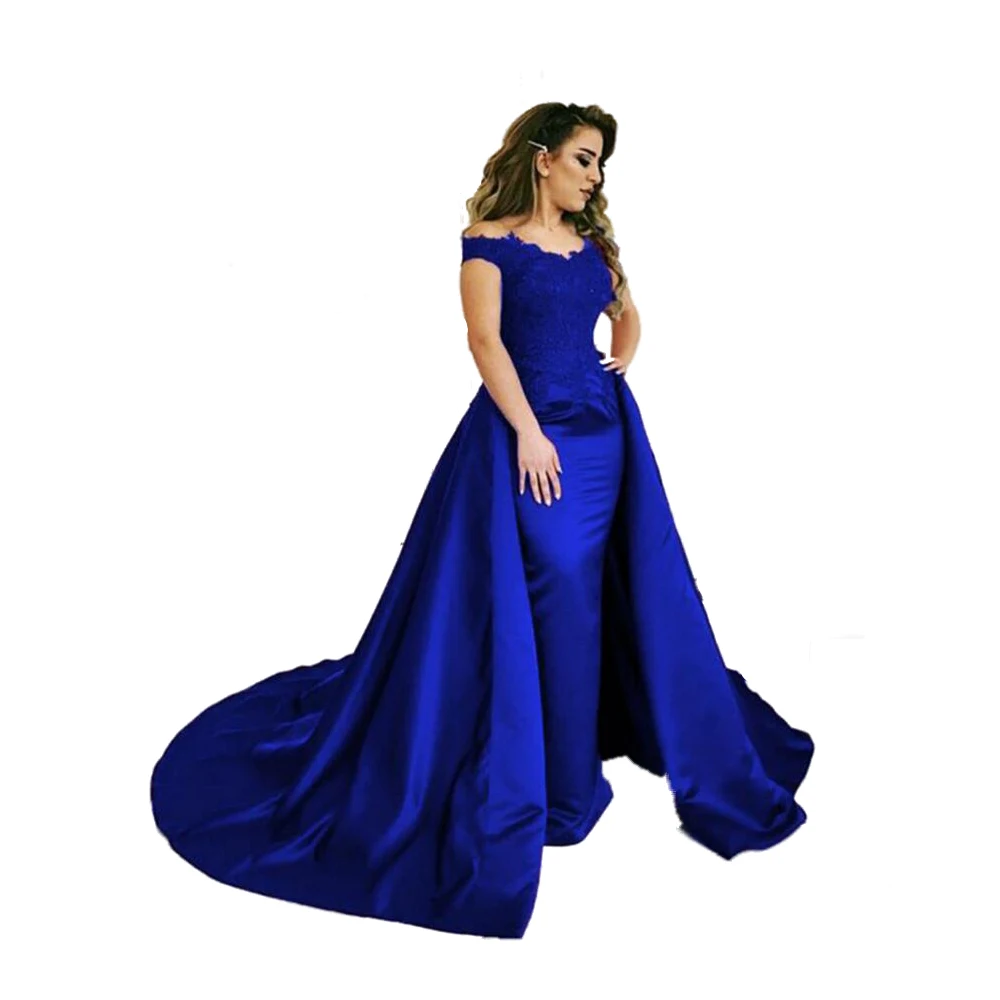 

2019 Custom Made OverSkirt Lace Prom Dresses Sexy Lace Applique Sweep Train Elegant Evening Dress