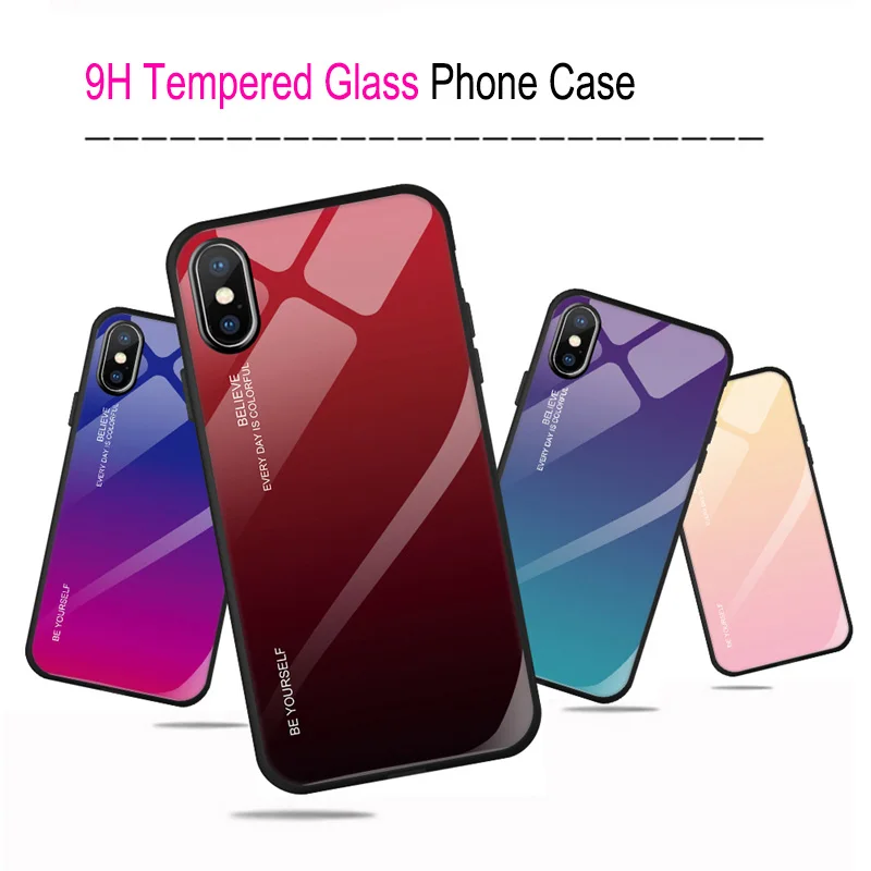 Роскошный градиентный чехол для телефона iPhone 6 s S 7 8 Plus из закаленного стекла Apple i