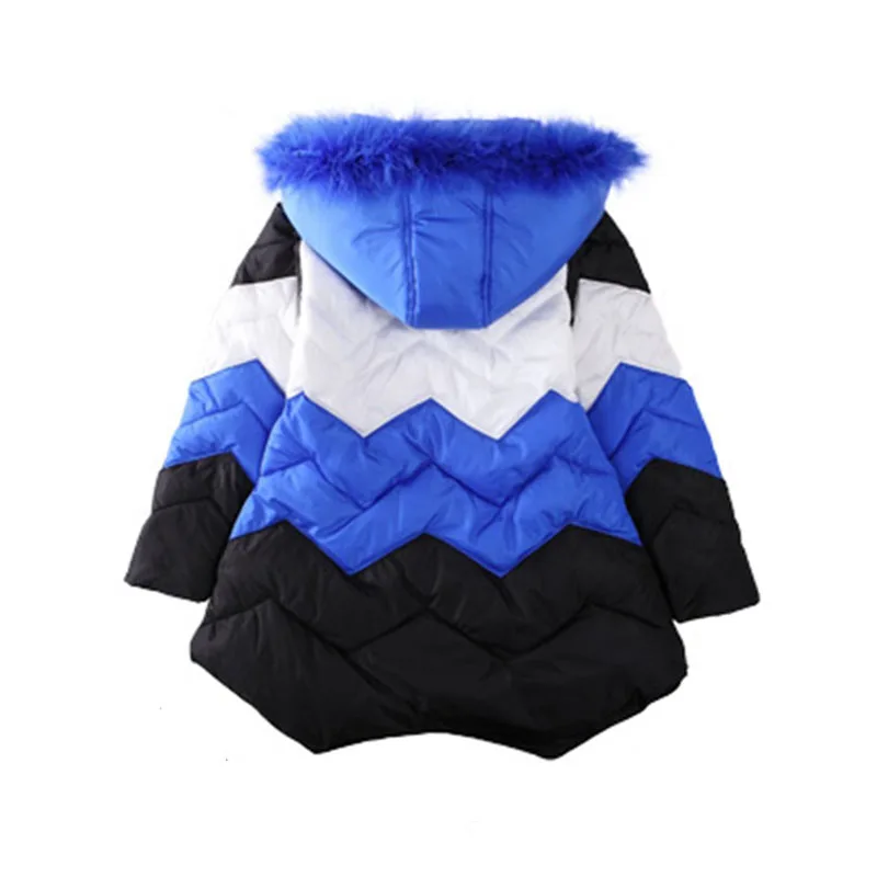 

Children's Slim Down Jacket Girls Outwear Coat Hooded Fur Collar Kids Winter Jackets for Girls Patchwork Casual Long Coat TZ108