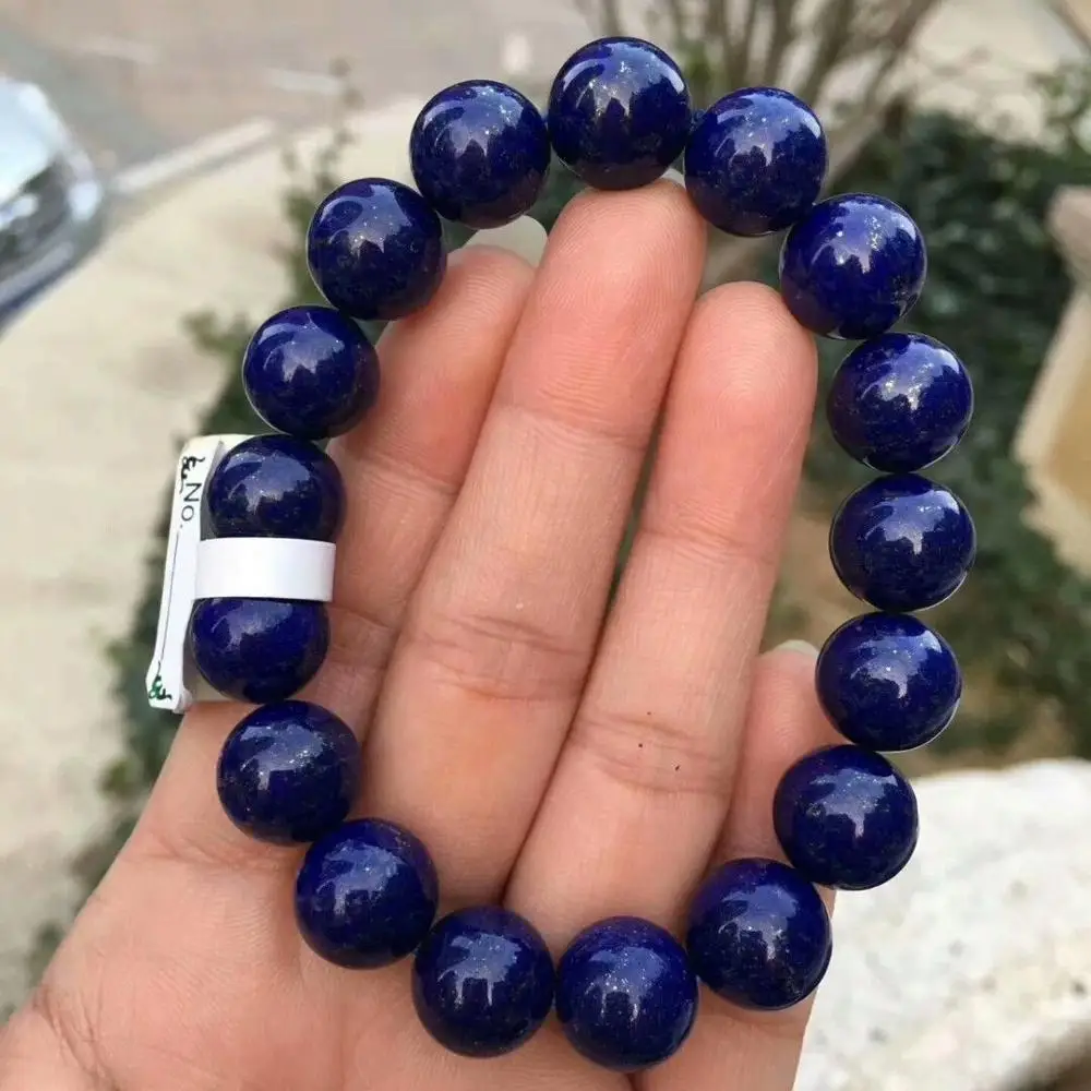 

12.3mm Natural Royal Blue Lapis Lazuli stone Beads Bracelet AAAAA cx#13