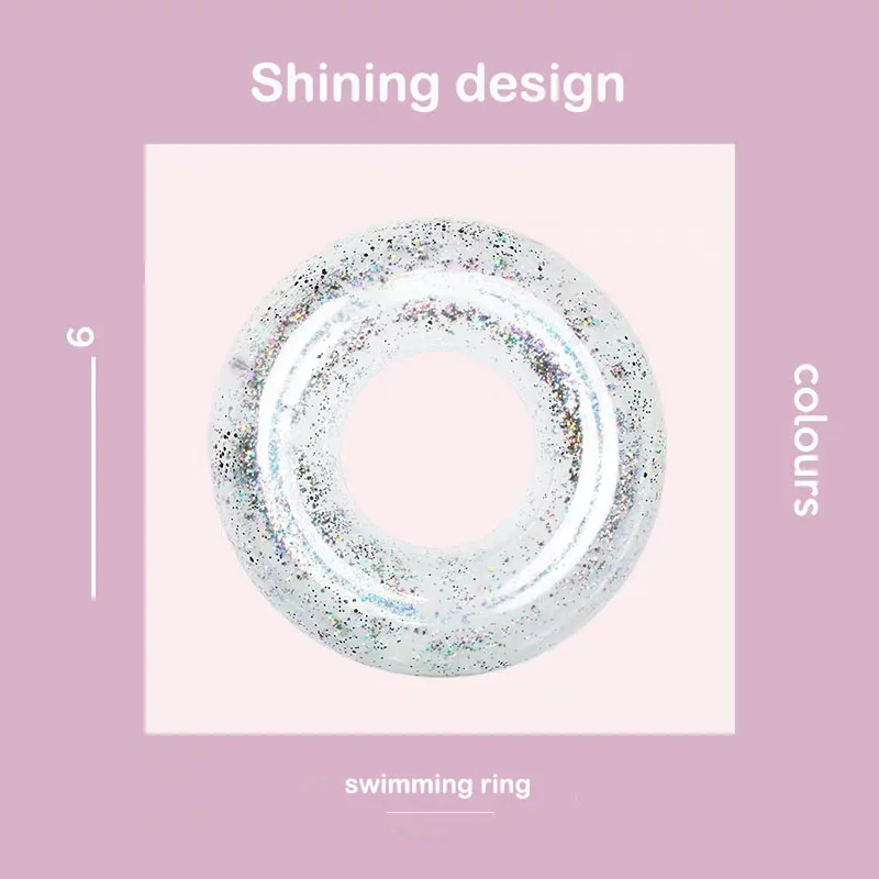 

Inflatable Crystal Transparent Swimming Ring Adult Child Shiny Glitter Giant Pool Party Float Toys Sequin Lifebuoy High Quality