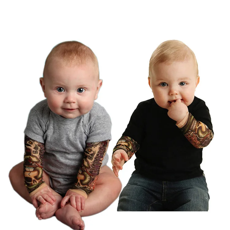 Newborn Baby boys jumpsuit Kids Bebes clothing Tattoo Rock Climbing clothes 2018 New Tattoo sleeves Baby Romper